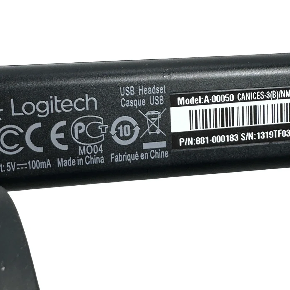 Logitech H650e Mono Wired USB Headset Noise Canceling Mic Black A-00050